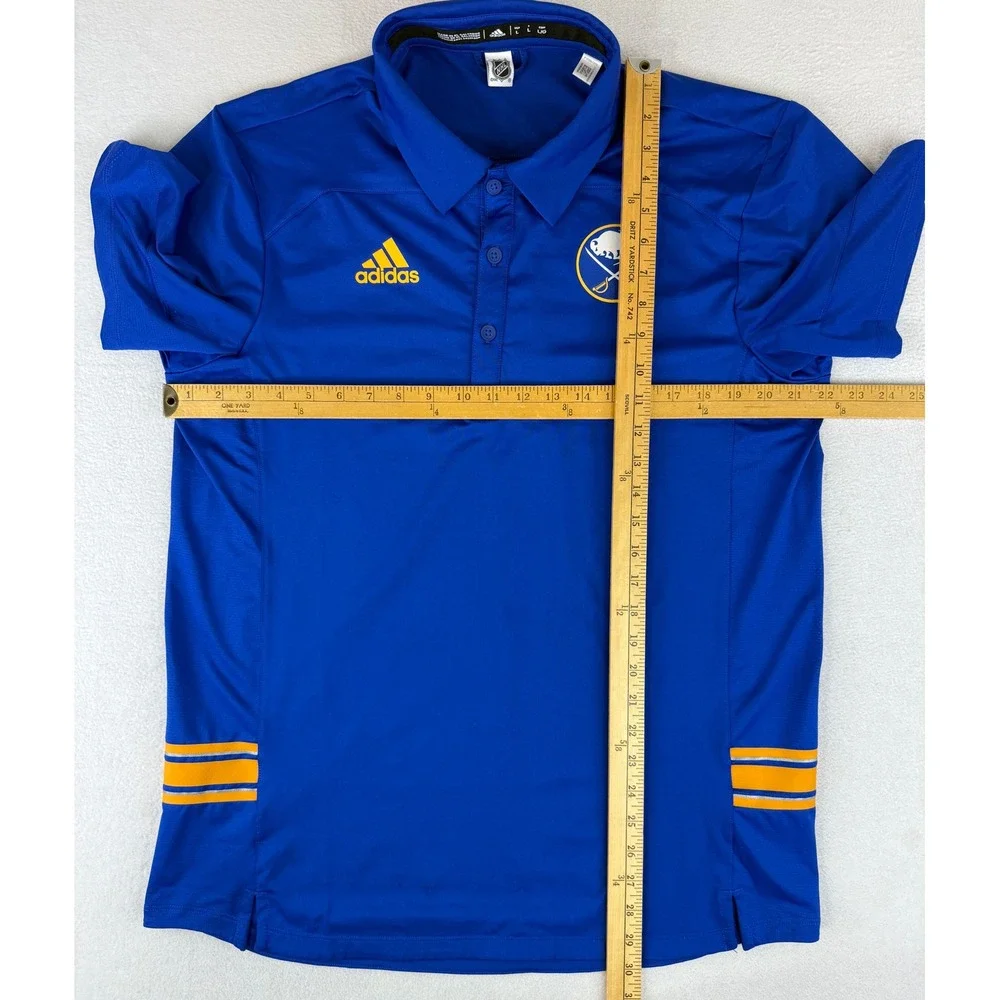 Adidas Polo Shirt Mens Large Blue Buffalo Sabres NHL Aeroready Performance